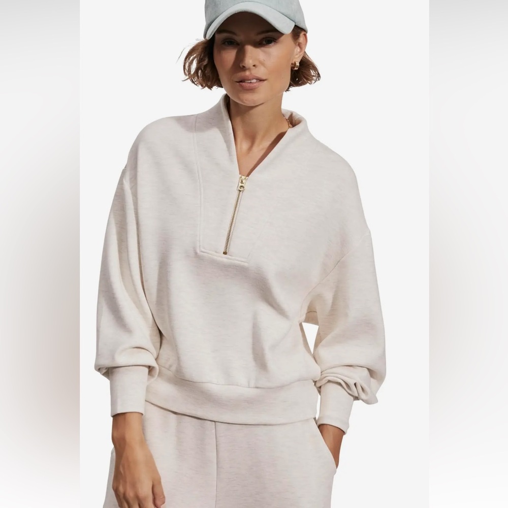 Varley Light Gray Davidson quarter zip Sweatshirt NWOT Sz Large